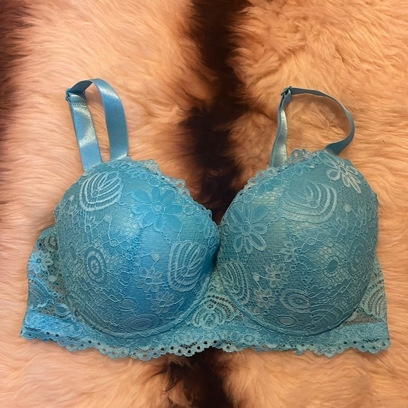 Black Fuchsia By Secret Lace‎ Blue Padded Bra - Picture 1 of 6